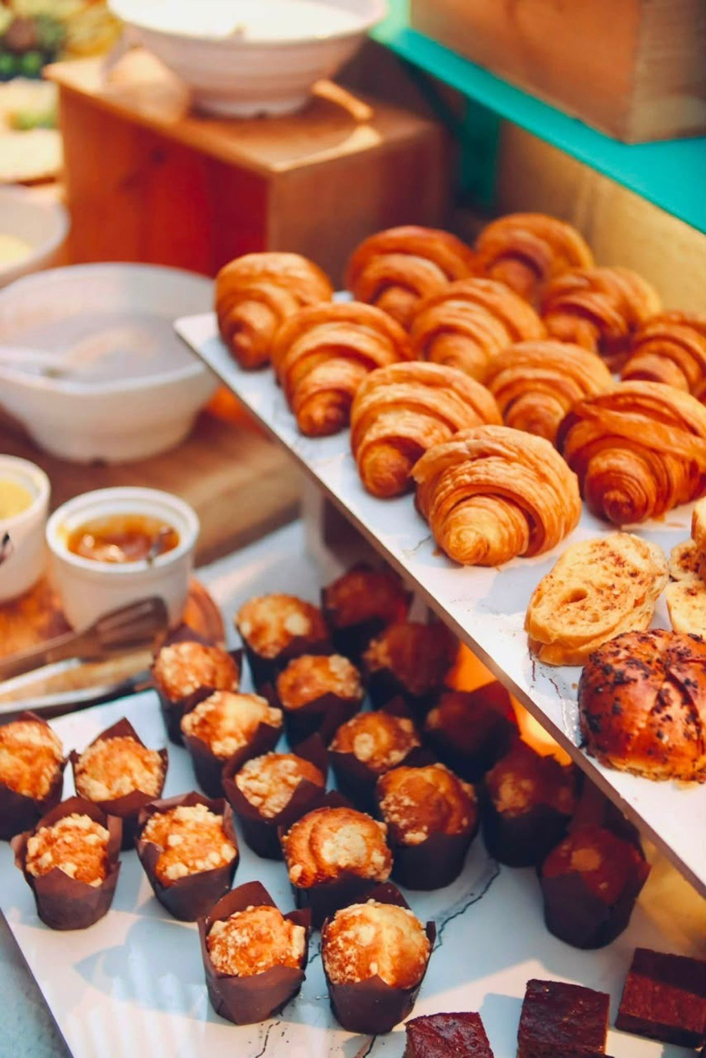 Croissants and pastries at a previous buffet